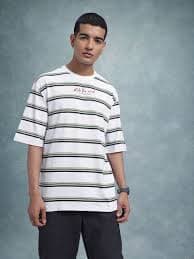 Roadster Striped Men Round Neck White T-Shirt - Buy Roadster Striped Men Round Neck White T-Shirt Online at Best Prices in India | Flipkart.com