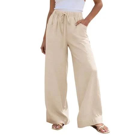 Women's High Waist Drawstring Wide Leg Pants