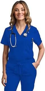 Green Town Women's Medical Nursing Tuck-in V-Neck Scrub Top GT Performance-Royal-X-Small: Buy Online at Best Price in UAE - Amazon.ae