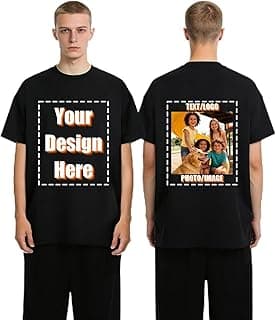 Personalized T Shirts with Your Photo Text Logo Custom Your Own T Shirt Men Women Design Front & Back Print