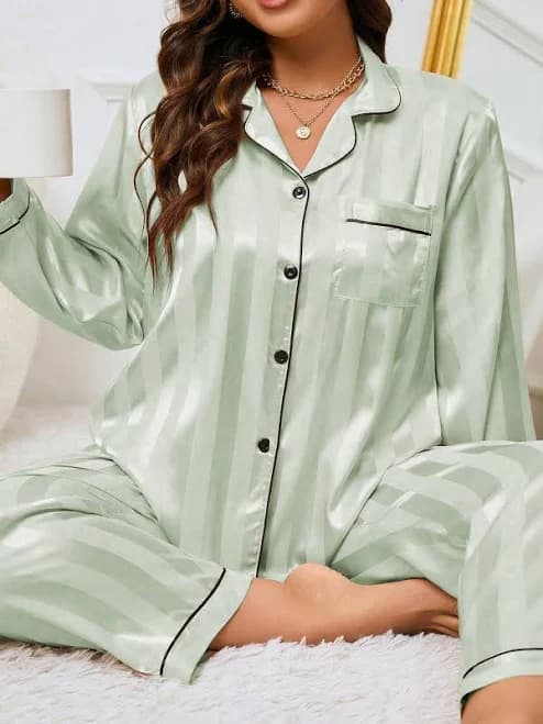 SHEIN Women's Loose Fit Satin Pajama Set