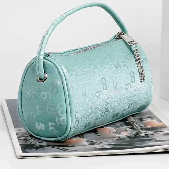 Boston Cylindrical Zipper Digital Logo Handbags