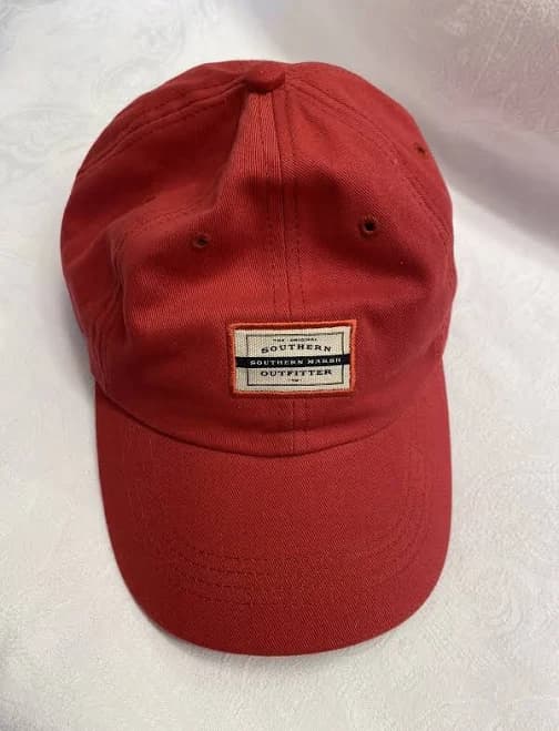 Southern Marsh Southern Outfitter Red Hat Cap With Box Logo Leather