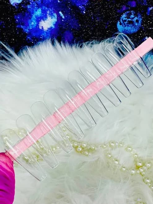 500 Clear Long Coffin Nail Tips - Full Cover