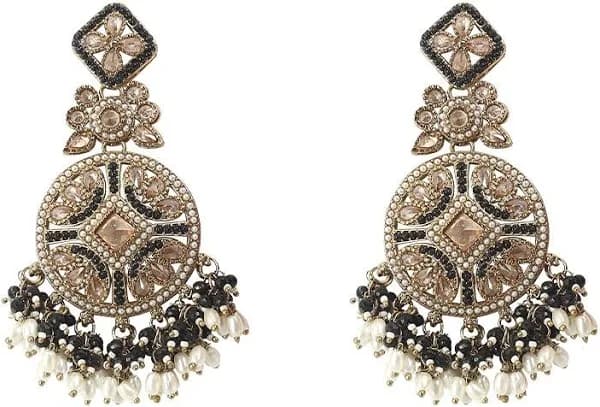 Gold-Plated Beaded Dangle Earrings