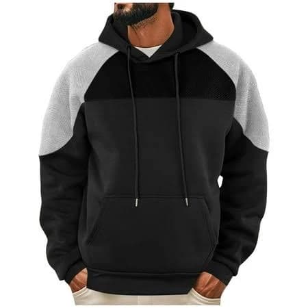 Men's Casual Drawstring Pullover Hoodie with Kangaroo Pockets