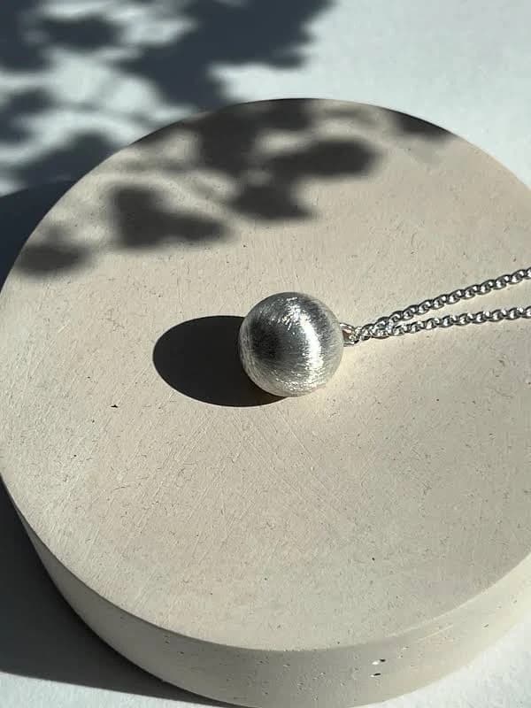 Minimalist Silver Ball Pendant with Delicate Chain
