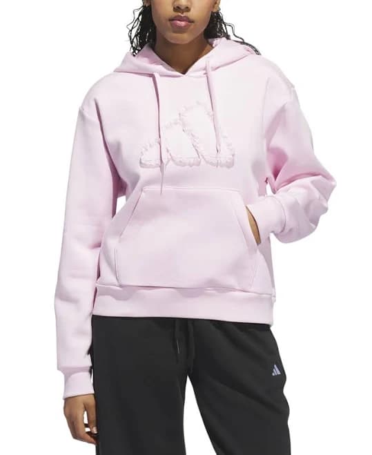 adidas Women's Seasonal Essentials Ruffled Big Logo Graphic Hoodie