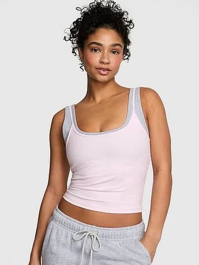 Women's Pink All-Day Cotton Double Up Tank