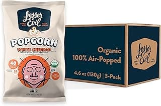 No Cheese Cheesiness Organic Popcorn, Premium Quality, Minimally Processed, No Vegetable Oil, 4.6 Oz, Pack of 3.