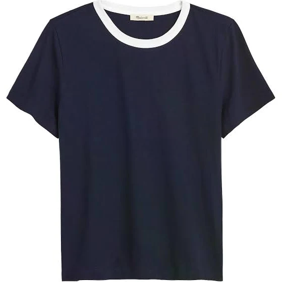 Madewell Crewneck Women T-Shirt - Ringer Tee Midnight Navy