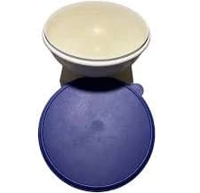 Vtg Tupperware Fix N Mix Bowl Beige Textured Mixing Bowl With Blue Lid 26 Cups
