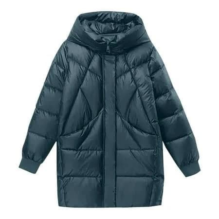 Abatab Women's Quilted Padded Hooded Full Zipper Puffer Coat