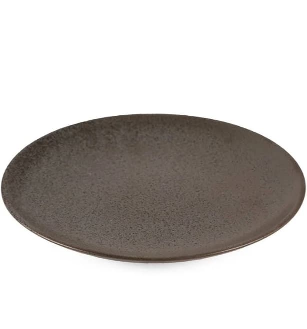 Metallic Gray Black Speckled Round Plate