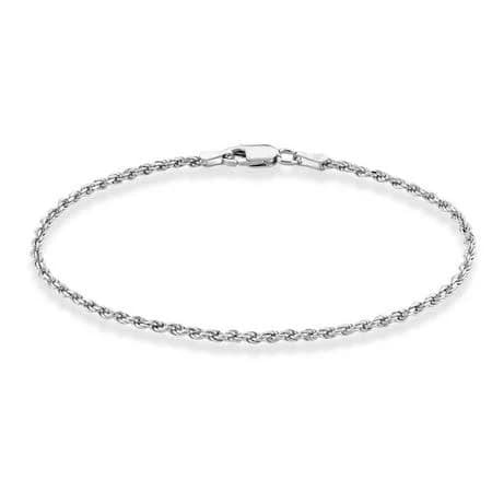 Miabella Solid 925 Sterling Silver Italian 2mm 3mm Diamond Cut Braided Rope Chain Necklace for Men Women