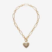 Sparkle Allure 14K Gold Over Brass 18 Inch Paperclip Heart Pendant Necklace, Color: White Quartz - JCPenney