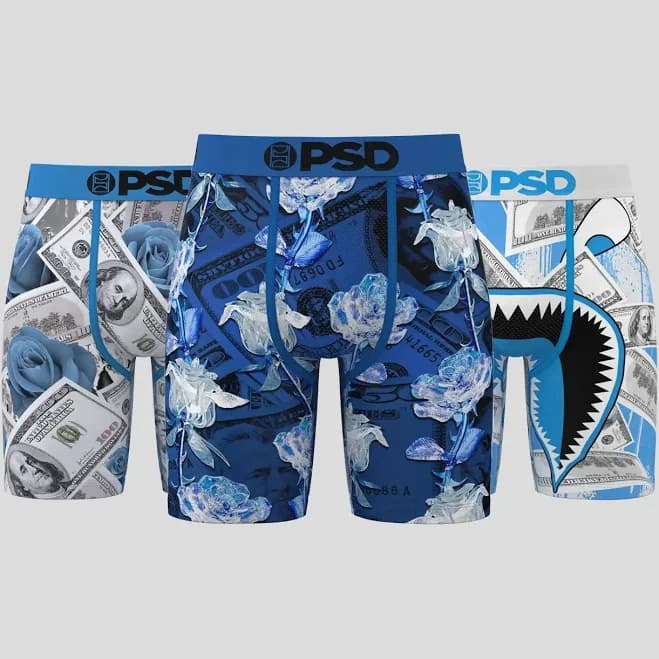 PSD Men's The Blues Boxer Briefs Underwear 3 Pack
