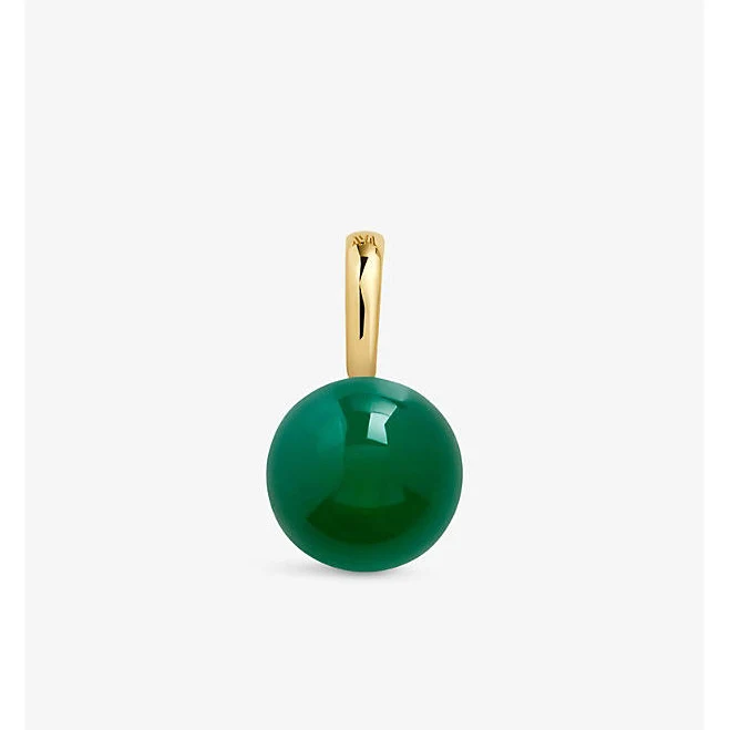 Monica Vinader Women's 18Ct Gold Vermeil Green Onyx Round Pendant Charm