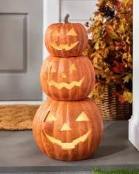 Balsam Hill 25" Orange Lit Stackable Jack-O-Lantern Set of 3