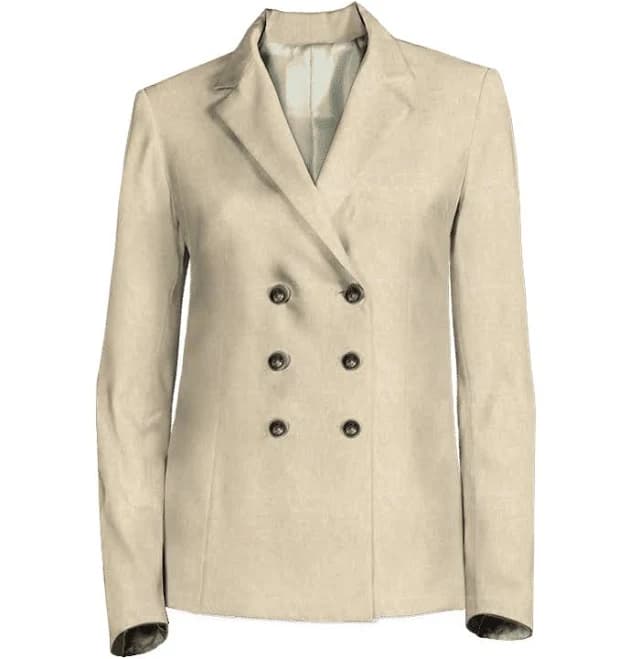 Double Breasted Linen Blazer with 6 Brass Buttons