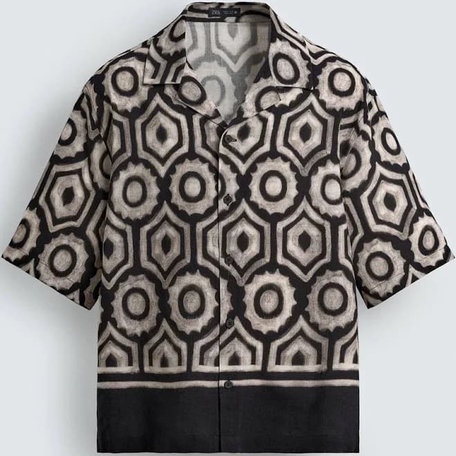 Zara Men's Contrast Geometric Print Shirt