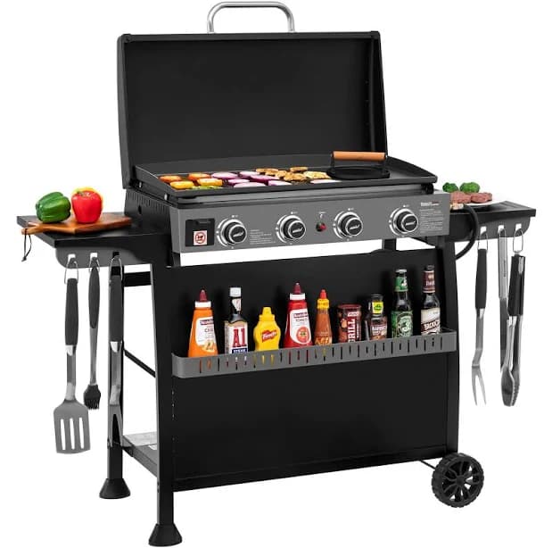 Royal Gourmet 30-Inch 4-Burner Propane Gas Griddle with Hood