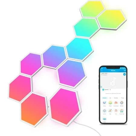 Glide Hexa Light Panels, Rgbic Hexagon LED Wall Lights, Wi-Fi Smart Home Creative Wall Lights with Music Sync, Works with Alexa Google Assistant for