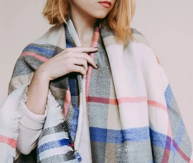 Monogrammed Plaid Blanket Scarf