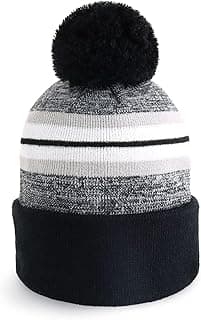 Plain Color Stripe Beanies for Men and Women Soft Acrylic Knit Cuffed Beanie Cap Winter Hat Outdoor