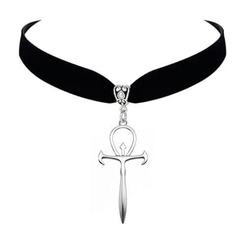 Gothic Velvet Coptic Ankh Cross Necklace