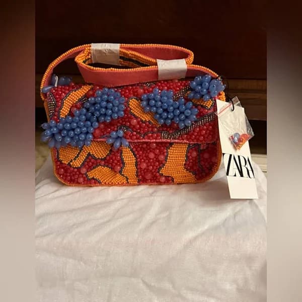 Zara Multi Colored Beaded Shoulder Bag with Strap