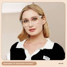 Amazon.com: Madison Avenue Blue Light Blocking Glasses Oversized Fashion Blue Light Glasses for Women Anti Eyestrain & UV Protection Computer Eyeglasses (Clear) : Health & Household