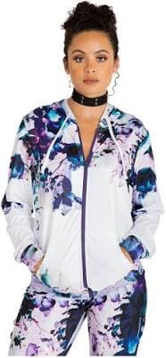 Poetic Justice Women's Floral Print Poly Tricot Track Jacket
