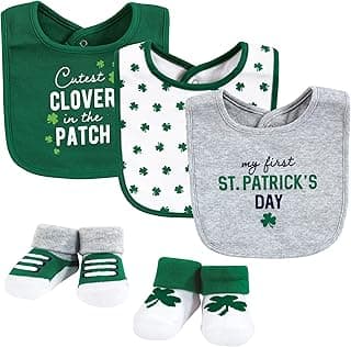 Hudson Baby Unisex Baby Cotton Bib and Sock Set, Cutest Clover, One Size