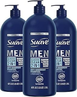 Men 2 in 1 Anti Dandruff Shampoo and Conditioner, Classic Clean with Bamboo scent, 40 oz Pack of 3