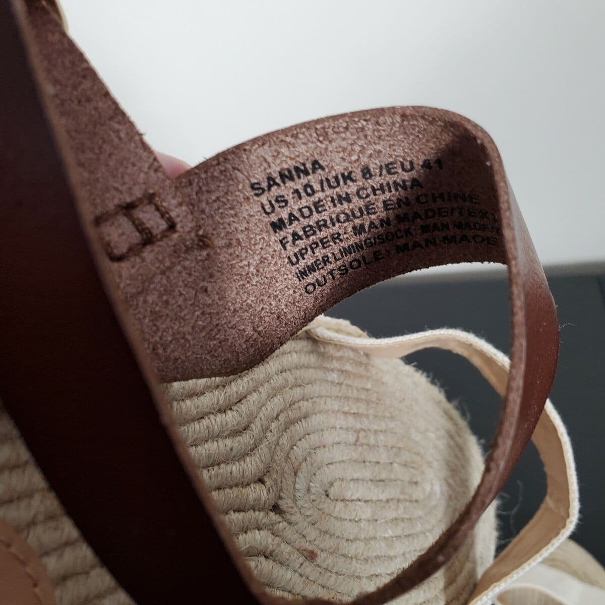 JustFab Sandals 10 Sanna Brown White Adjustable ankle Strap Flats Espadrille | eBay