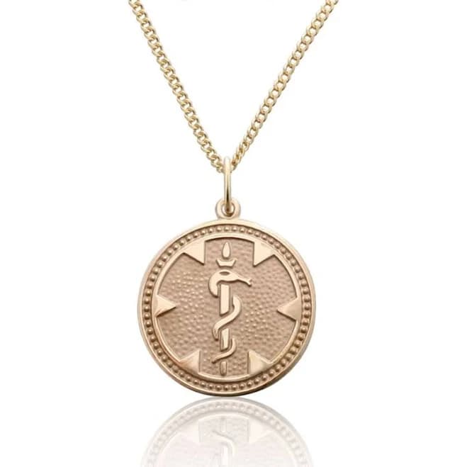 Medical ID 10K Gold-Filled Medallion Charm Necklace