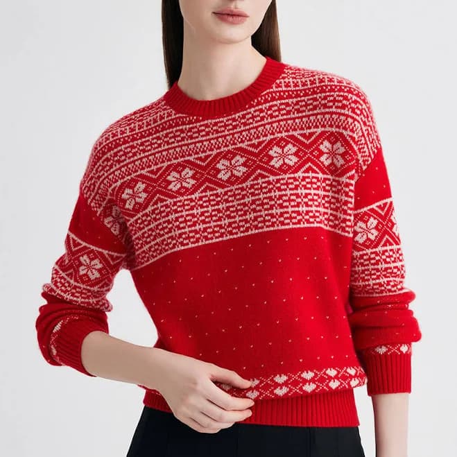 Cashmere Women's Fair Isle Snowflake Sweater