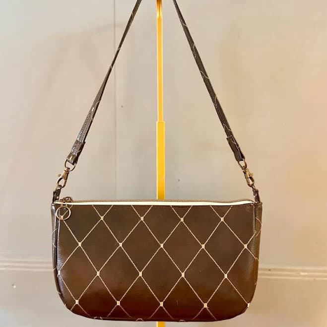 Faux Leather Baguette Shoulder Bag