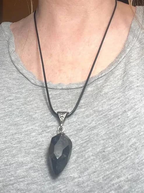Natural Black Tourmaline Teardrop Necklace Unique Crystal Pendant