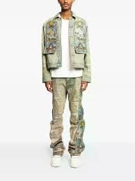 Who Decides War By Ev Bravado Unfurled Embroidered Denim Jacket In Blue | Editorialist
