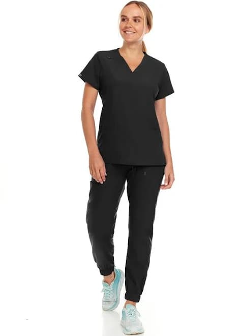 Hey Collection Women's Stretch V-Neck Jogger Scrubs Set
