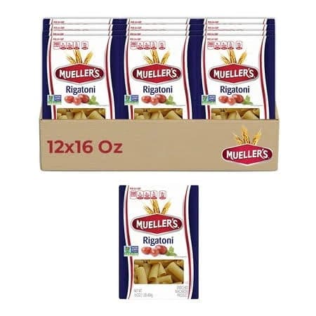 Muellers Tortiglioni (12-Pack, 16 oz Each) Classic Italian Pasta with a Twist Perfect for rich, hearty sauces and baked pasta dishes, this thick,