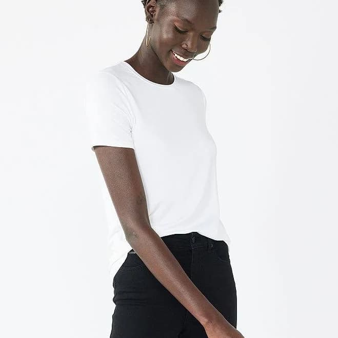 Women's Nine West Essential Crewneck Tee, Size: Small, White Knight