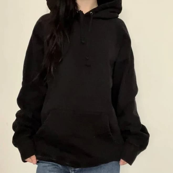 Supreme Men's Black Hoodie with White Logo, Size L