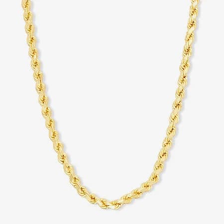 14K Gold Over Silver Solid Rope Chain Necklace