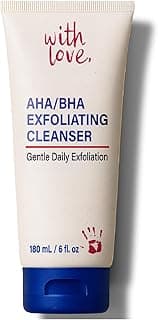 AHA/BHA Daily Exfoliating Face Wash, Deep Relief Glycolic Acid Cleanser for Acne-Prone Skin, AHA BHA Exfoliant Face Wash with Jojoba Beads