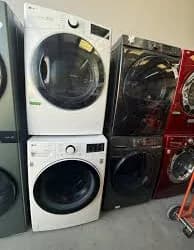 LG White Washer and Dryer Stackable Set - Checked Appliances