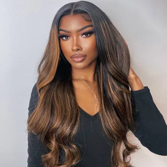Beautyforever Balayage Brown Highlight 7x5 Bye Bye Knots Body Wave Wig Put on and Go Glueless Lace Wigs