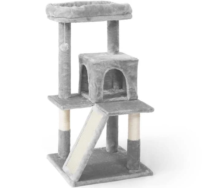 Caphaus Cat Tower for Indoor Cats Modern Cute 37-Inch Small Cat Tree with Widened Perch for Large Cats Kittens